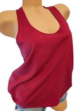 Fuschia Scoop Neck High-lo Pintuck T-Back Tank Top - Women, Small